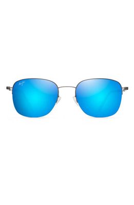 Maui Jim Crater 52mm PolarizedPlus® Round Sunglasses in Gunmetal/Blue Hawaii Mirror