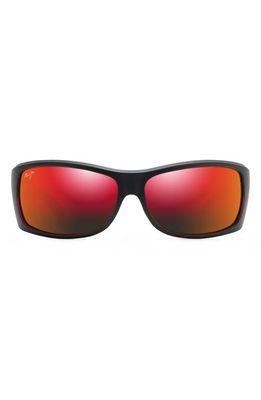 Maui Jim Equator 64.5mm Polarized Sunglasses in Matte Black With Red