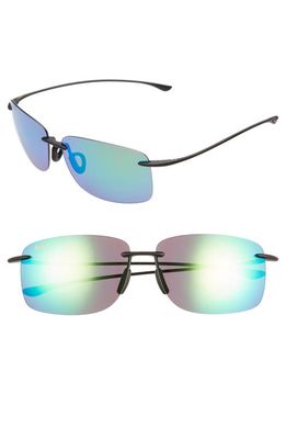 Maui Jim Hema 62mm PolarizedPlus2® Oversize Rimless Sunglasses in Matte Black
