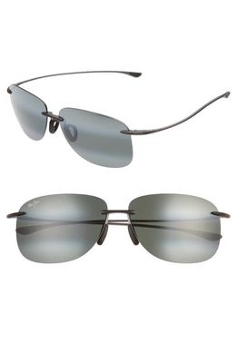 Maui Jim Hikina 62mm PolarizedPlus2® Rimless Sunglasses in Grey/Matte Grey