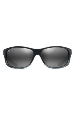 Maui Jim Kaiwi Channel 62mm PolarizedPlus2 Rectangular Sunglasses in Grey Black Stripe Neutral