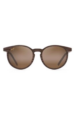 Maui Jim Kiawe 53mm PolarizedPlus2® Round Sunglasses in Brown Stripe/bronze Gradient