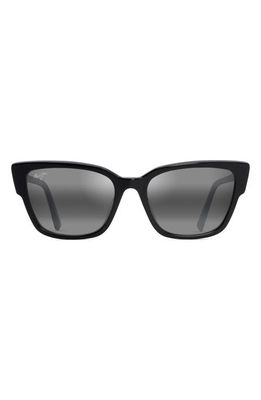 Maui Jim Kou 55mm Polarized Cat Eye Sunglasses in Black Gloss