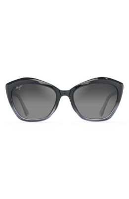 Maui Jim Lotus 56mm PolarizedPlus2® Cat Eye Sunglasses in Black Fade/Neutral Grey