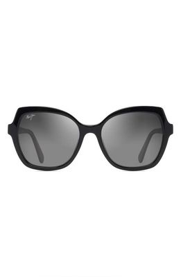 Maui Jim Mamane 55mm PolarizedPlus2 Round Sunglasses in Black Gloss