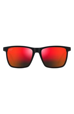 Maui Jim One Way 55mm PolarizedPlus2 Rectangular Sunglasses in Black Matte