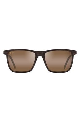 Maui Jim One Way 55mm PolarizedPlus2 Rectangular Sunglasses in Brown Stripe