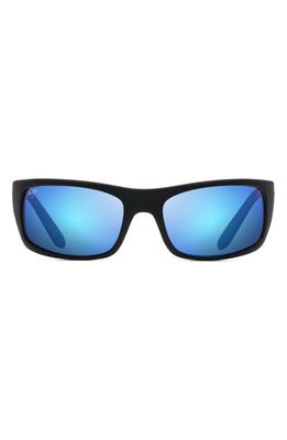 Maui Jim 'Peahi - PolarizedPlus2' 65mm Sunglasses in Matte Black/Blue Hawaii
