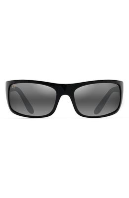Maui Jim 'Peahi - PolarizedPlus2' 67mm Sunglasses in Gloss Black /Neutral Grey