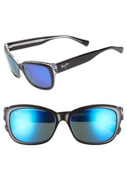 Maui Jim Plumeria 55mm PolarizedPlus2® Cat Eye Sunglasses in Black W Crystal/Blue Hawaii