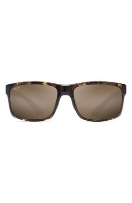Maui Jim Pokowai Arch 58mm Polarized Rectangular Sunglasses in Olive Tortoise/Bronze