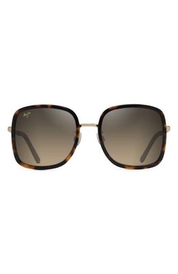 Maui Jim Pua 55mm Polarized Square Sunglasses in Tortoise With Shiny Gold