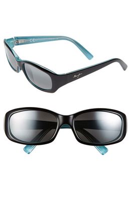 Maui Jim Punchbowl 54mm PolarizedPlus2® Rectangular Sunglasses in Black W/Blue