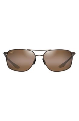 Maui Jim Puu Kukui 58mm Polarized Rectangle Sunglasses in Bronze