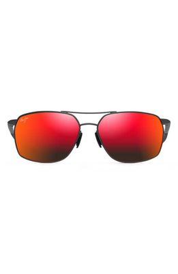 Maui Jim Puu Kukui 58mm Polarized Rectangle Sunglasses in Dark Gunmetal
