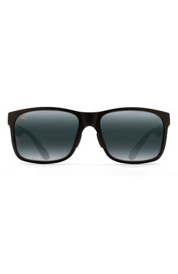 Maui Jim Red Sands 59mm PolarizedPlus2 Rectangular Sunglasses in Matte Black