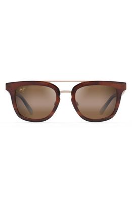 Maui Jim Relaxation Mode 49mm Polarized Square Sunglasses in Tortoise Ivory Bronze