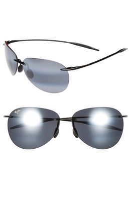 Maui Jim Sugar Beach 62mm PolarizedPlus2® Rimless Sunglasses in Gloss Black/Neutral Grey