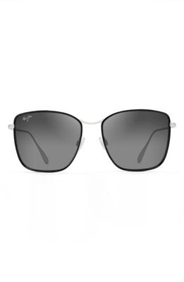 Maui Jim Tiger Lily Gradient PolarizedPlus2 Square Sunglasses in Gloss Black/Silver