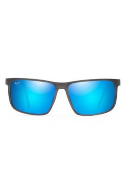 Maui Jim Wana 61mm Polarized Rectangular Sunglasses in Brushed Gunmetal/Blue Hawaii