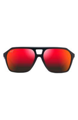 Maui Jim Wedges 57mm Polarized Aviator Sunglasses in Matte Black