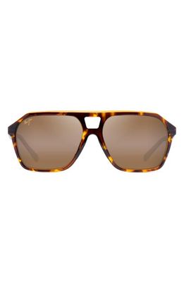 Maui Jim Wedges 57mm Polarized Aviator Sunglasses in Tortoise With Amber Interior