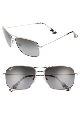 Maui Jim Wiki Wiki 59mm PolarizedPlus2® Aviator Sunglasses in Silver/Neutral Grey