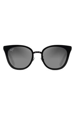 Maui Jim Wood Rose 50.5mm Polarized Cat Eye Sunglasses in Black Gloss With Dark Gunmetal