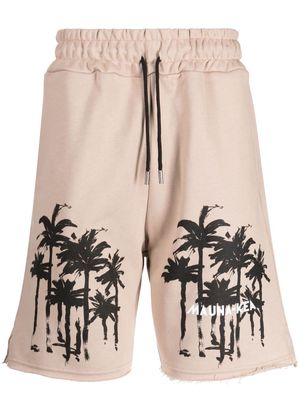 Mauna Kea Dark Palms cotton track shorts - Brown