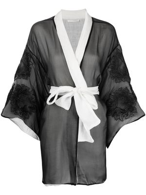 MAURIZIO MYKONOS embroidered-motif short kimono - Black
