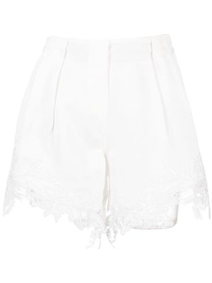MAURIZIO MYKONOS floral-embroidered high-waisted shorts - White
