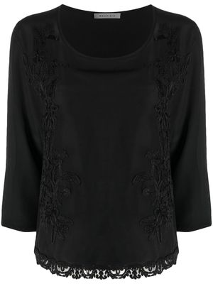 MAURIZIO MYKONOS floral lace-appliqué blouse - Black