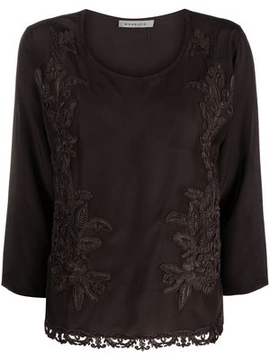MAURIZIO MYKONOS floral lace-appliqué blouse - Brown