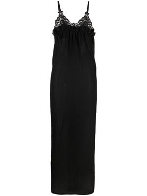 MAURIZIO MYKONOS floral-lace sleeveless long dress - Black