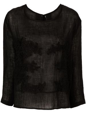 MAURIZIO MYKONOS lace-appliqué long-sleeve blouse - Black