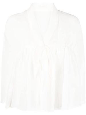 MAURIZIO MYKONOS linen-blend flared blouse - White