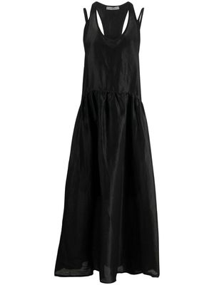 MAURIZIO MYKONOS racerback linen-silk maxi dress - Black