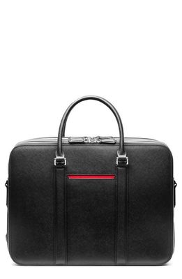 Maverick & Co. Manhattan Double Zip Leather Briefcase in Black