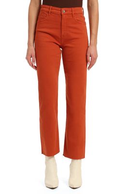 Mavi Jeans Barcelona High Waist Raw Hem Flare Jeans in Orange Flex Blue