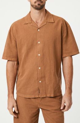 Mavi Jeans Cotton Blend Camp Shirt in Toasted Coconut 