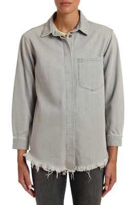 Mavi Jeans Dina Frayed Hem Denim Button-Up Shirt in Stone Natural Dye