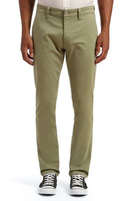 Mavi Jeans Johnny Slim Flat Front Chinos in Oil Green Twill