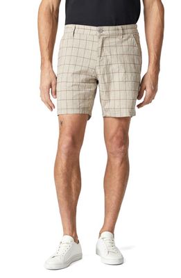 Mavi Jeans Nate Check Cotton Blend Flat Front Shorts in Beige Checked
