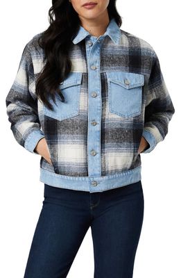 Mavi Jeans Nellie Plaid Mixed Media Denim Trucker Jacket in Grey Plaid