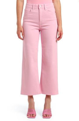 Mavi Jeans Paloma High Waist Raw Hem Crop Wide Leg Jeans in Pink Frosting Blue