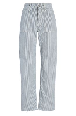 Mavi Jeans Shelia Stripe High Waist Raw Hem Relaxed Fit Pants in Stripe Denim