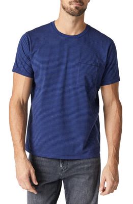 Mavi Jeans Stripe Cotton Pocket T-Shirt in Twilight Blue