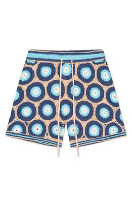 MAVRANS Evil Eye Crochet Shorts in Blue Multi 