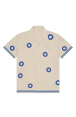 MAVRANS Evil Eye Organic Cotton Camp Shirt in Ivory 