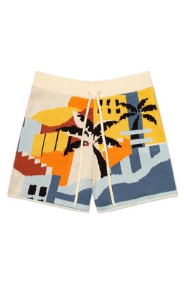 MAVRANS Havana Sunset Knit Shorts in Tan Multi